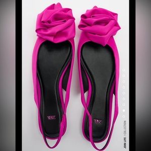 Zara raised rose  pink pointy slingbacks flat shoes